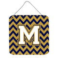 CarolineS Treasures Chevron Navy Blue And Gold Letter M Wall Or Door Hanging Prints Cj1057Mds66, 6 Inch  Inch  H X 6 Inch  Inch  W