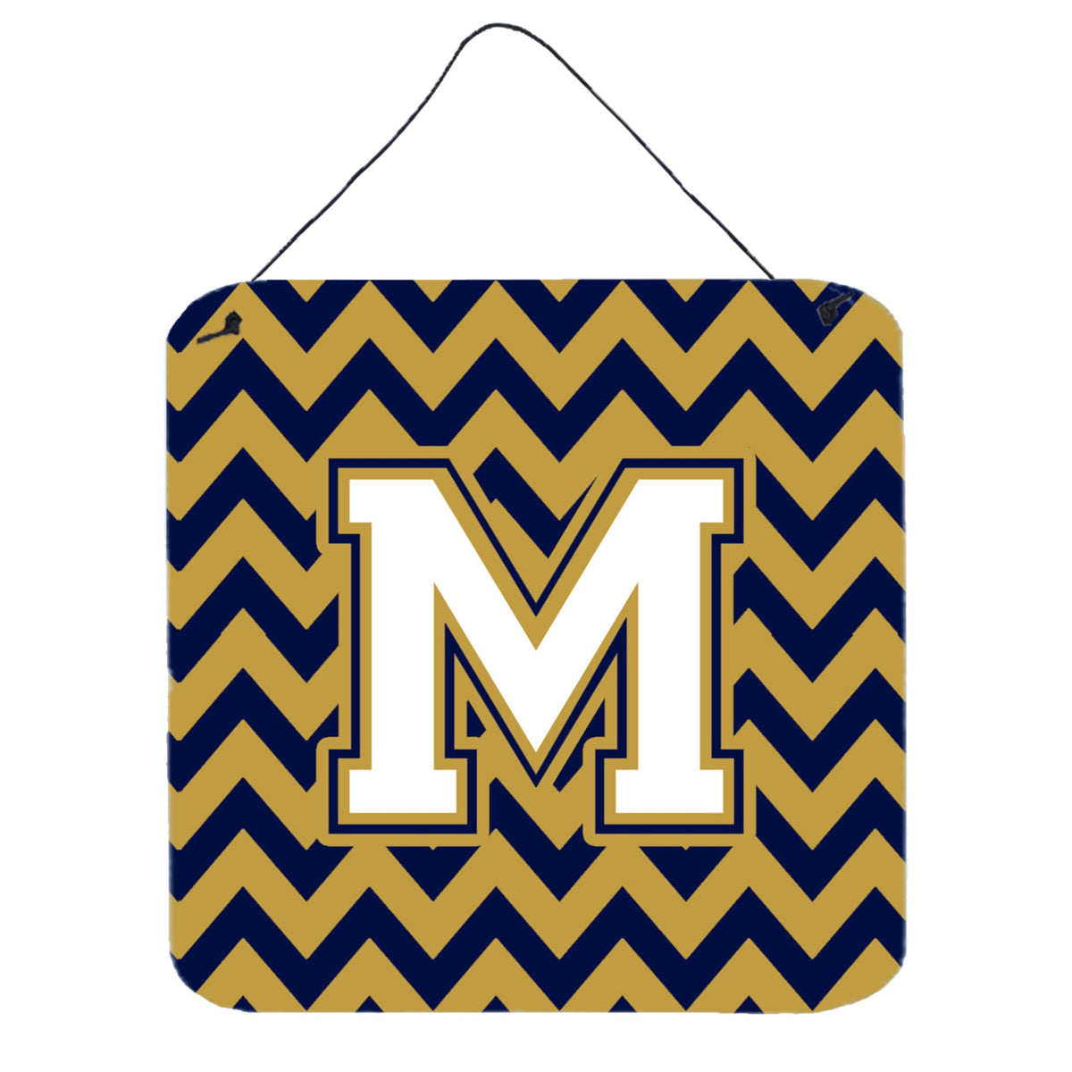 CarolineS Treasures Chevron Navy Blue And Gold Letter M Wall Or Door Hanging Prints Cj1057Mds66, 6 Inch  Inch  H X 6 Inch  Inch  W