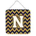 CarolineS Treasures Chevron Navy Blue And Gold Letter N Wall Or Door Hanging Prints Cj1057Nds66, 6 Inch  Inch  H X 6 Inch  Inch  W