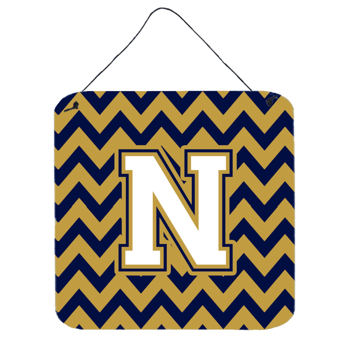 CarolineS Treasures Chevron Navy Blue And Gold Letter N Wall Or Door Hanging Prints Cj1057Nds66, 6 Inch  Inch  H X 6 Inch  Inch  W
