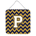 CarolineS Treasures Chevron Navy Blue And Gold Letter P Wall Or Door Hanging Prints Cj1057Pds66, 6 Inch  Inch  H X 6 Inch  Inch  W