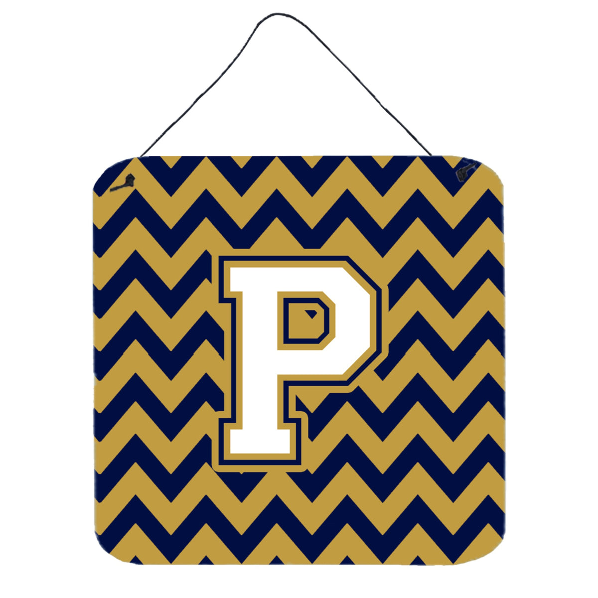 CarolineS Treasures Chevron Navy Blue And Gold Letter P Wall Or Door Hanging Prints Cj1057Pds66, 6 Inch  Inch  H X 6 Inch  Inch  W
