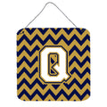CarolineS Treasures Chevron Navy Blue And Gold Letter Q Wall Or Door Hanging Prints Cj1057Qds66, 6 Inch  Inch  H X 6 Inch  Inch  W