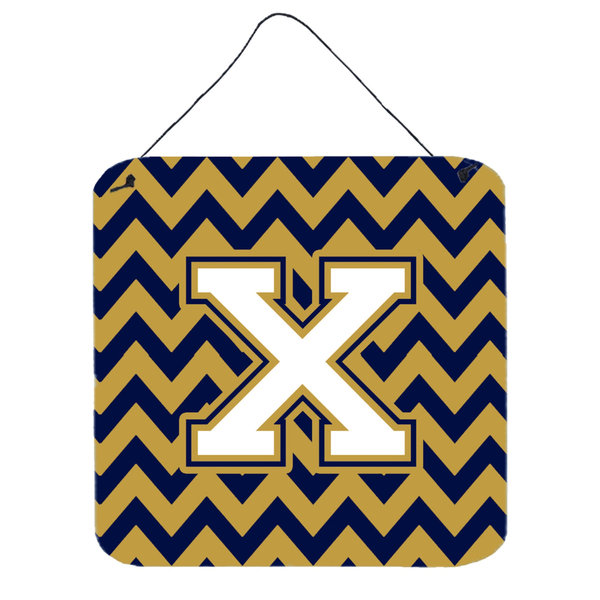 CarolineS Treasures Chevron Navy Blue And Gold Letter X Wall Or Door Hanging Prints Cj1057Xds66, 6 Inch  Inch  H X 6 Inch  Inch  W