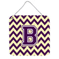 CarolineS Treasures Letter B Wall Or Door Hanging Prints Cj1058Bds66, 6 Inch  Inch  H X 6 Inch  Inch  W, Chevron  Purple And White Gold