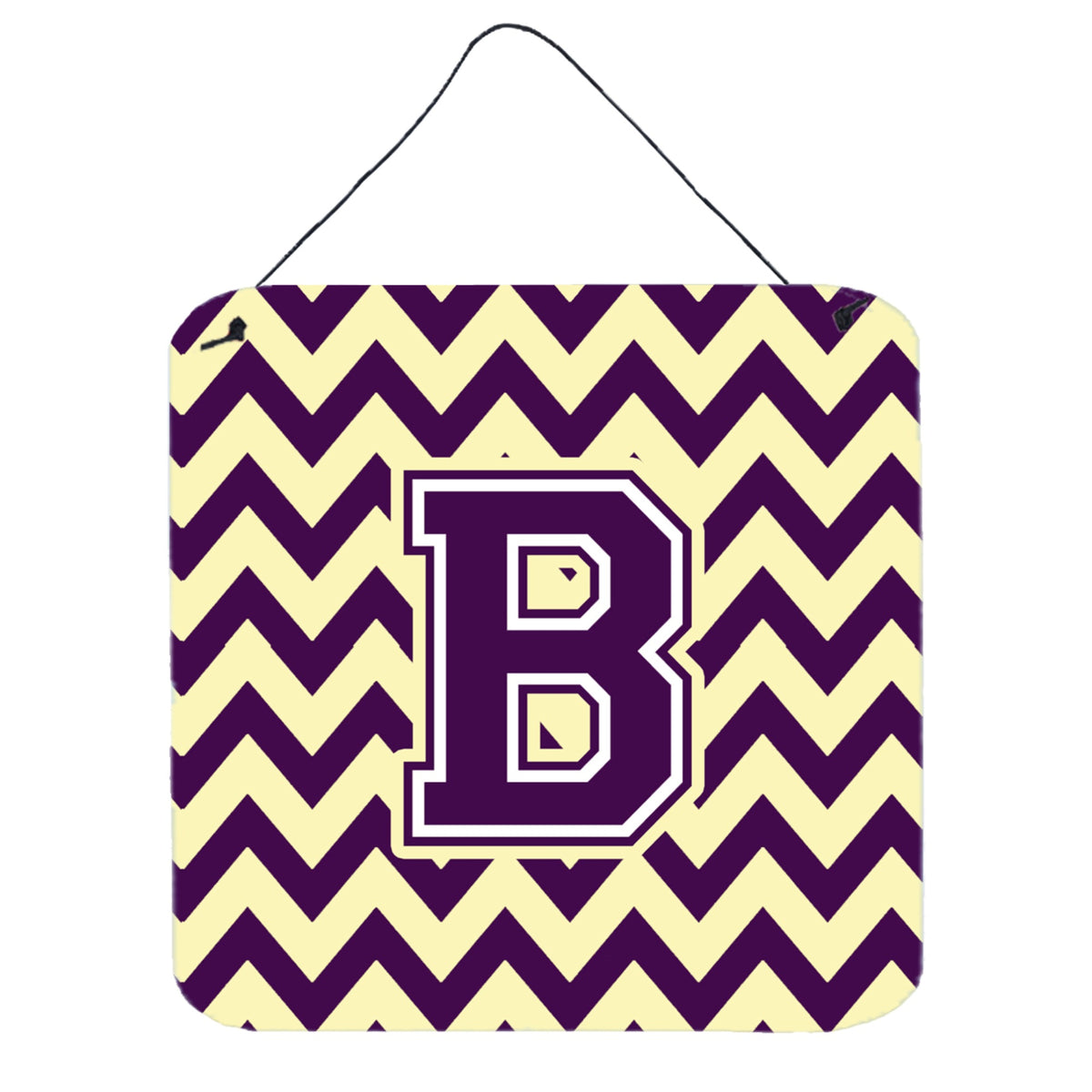 CarolineS Treasures Letter B Wall Or Door Hanging Prints Cj1058Bds66, 6 Inch  Inch  H X 6 Inch  Inch  W, Chevron  Purple And White Gold