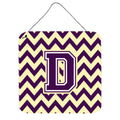 CarolineS Treasures Letter D Wall Or Door Hanging Prints Cj1058Dds66, 6 Inch  Inch  H X 6 Inch  Inch  W, Chevron  Purple And White Gold