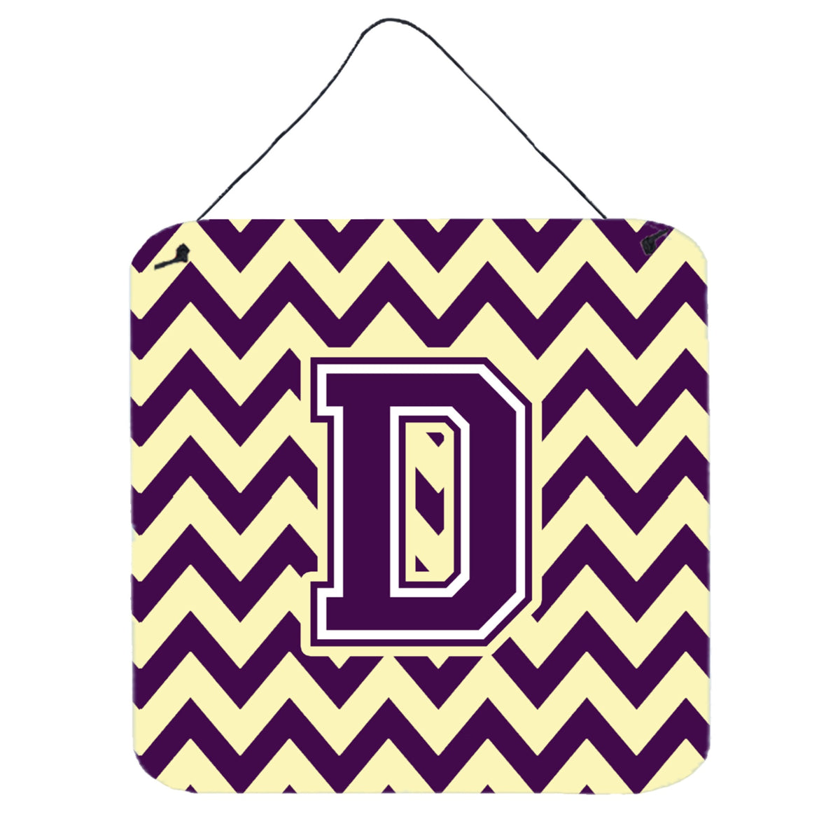 CarolineS Treasures Letter D Wall Or Door Hanging Prints Cj1058Dds66, 6 Inch  Inch  H X 6 Inch  Inch  W, Chevron  Purple And White Gold