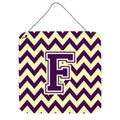 CarolineS Treasures Letter F Wall Or Door Hanging Prints Cj1058Fds66, 6 Inch  Inch  H X 6 Inch  Inch  W, Chevron  Purple And White Gold