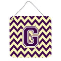 CarolineS Treasures Letter G Wall Or Door Hanging Prints Cj1058Gds66, 6 Inch  Inch  H X 6 Inch  Inch  W, Chevron  Purple And White Gold