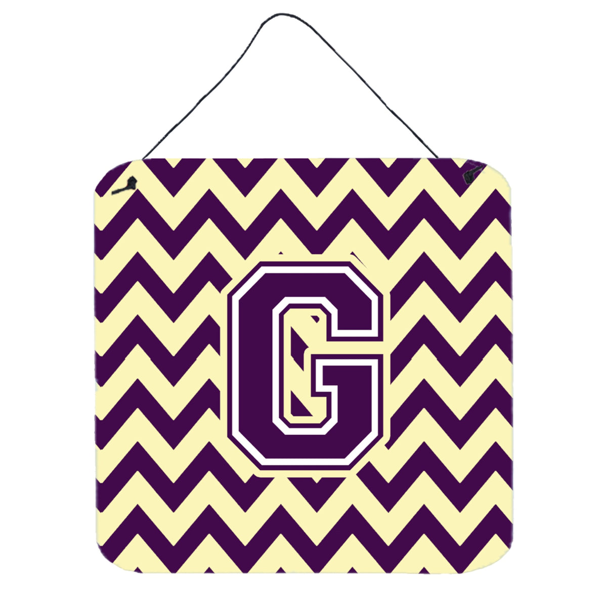CarolineS Treasures Letter G Wall Or Door Hanging Prints Cj1058Gds66, 6 Inch  Inch  H X 6 Inch  Inch  W, Chevron  Purple And White Gold