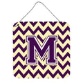 CarolineS Treasures Letter M Wall Or Door Hanging Prints Cj1058Mds66, 6 Inch  Inch  H X 6 Inch  Inch  W, Chevron  Purple And White Gold
