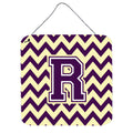 CarolineS Treasures Letter R Wall Or Door Hanging Prints Cj1058Rds66, 6Hx6W, Chevron  Purple And White Gold