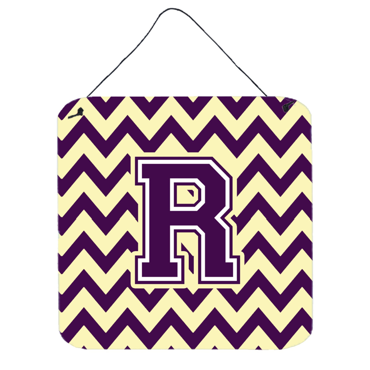 CarolineS Treasures Letter R Wall Or Door Hanging Prints Cj1058Rds66, 6Hx6W, Chevron  Purple And White Gold