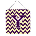 CarolineS Treasures Letter Y Wall Or Door Hanging Prints Cj1058Yds66, 6 Inch  Inch  H X 6 Inch  Inch  W, Chevron  Purple And White Gold
