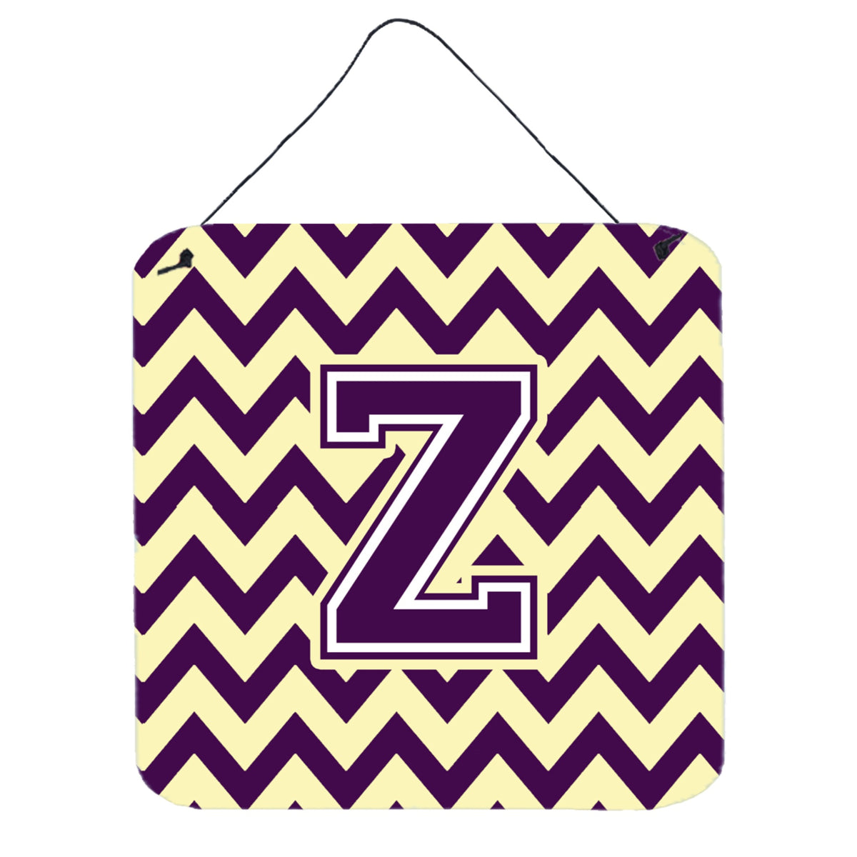 CarolineS Treasures Letter Z Wall Or Door Hanging Prints Cj1058Zds66, 6 Inch  Inch  H X 6 Inch  Inch  W, Chevron  Purple And White Gold