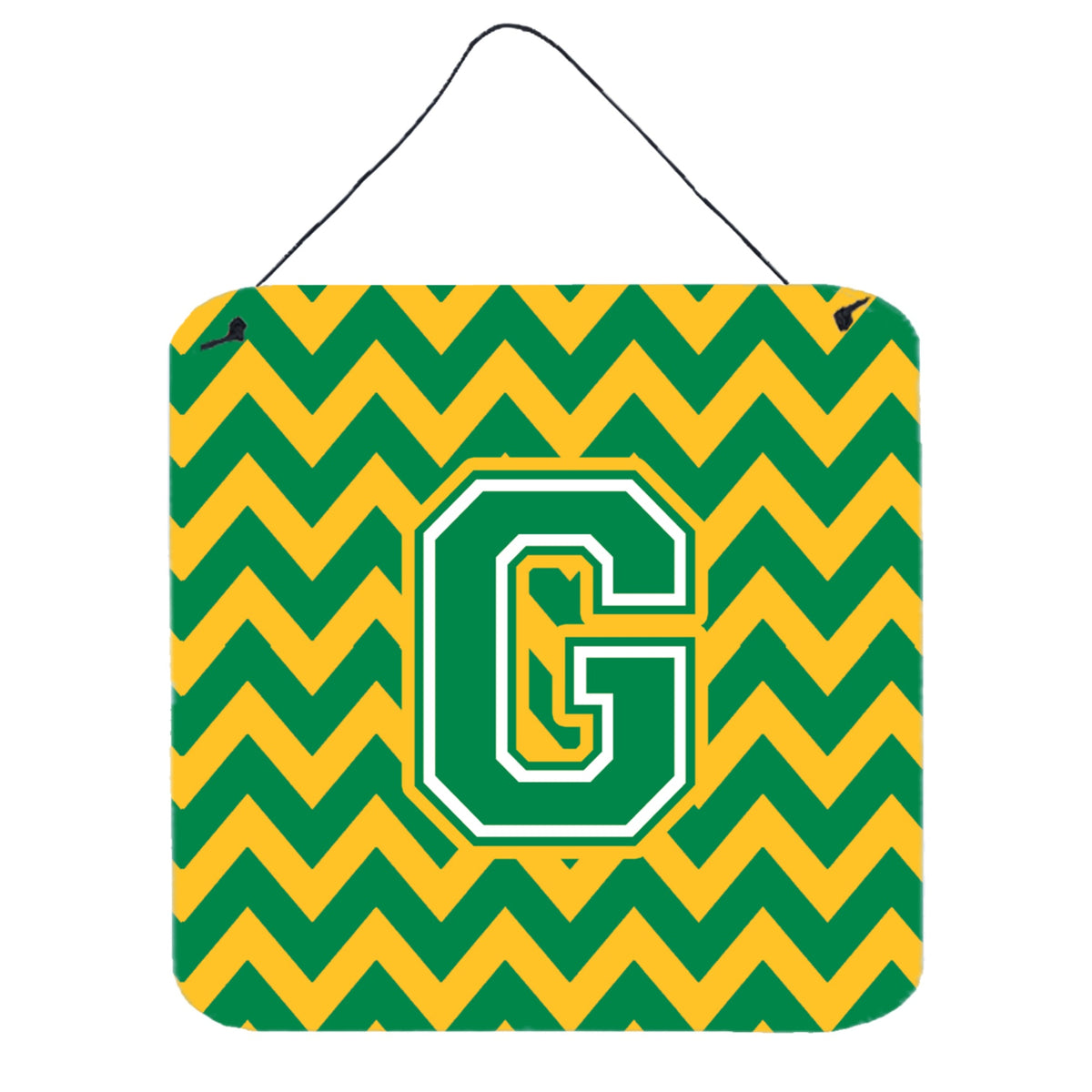 CarolineS Treasures Chevron Green And Gold Letter G Wall Or Door Hanging Prints Cj1059Gds66, 6 Inch  Inch  H X 6 Inch  Inch  W