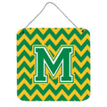 CarolineS Treasures Chevron Green And Gold Letter M Wall Or Door Hanging Prints Cj1059Mds66, 6 Inch  Inch  H X 6 Inch  Inch  W