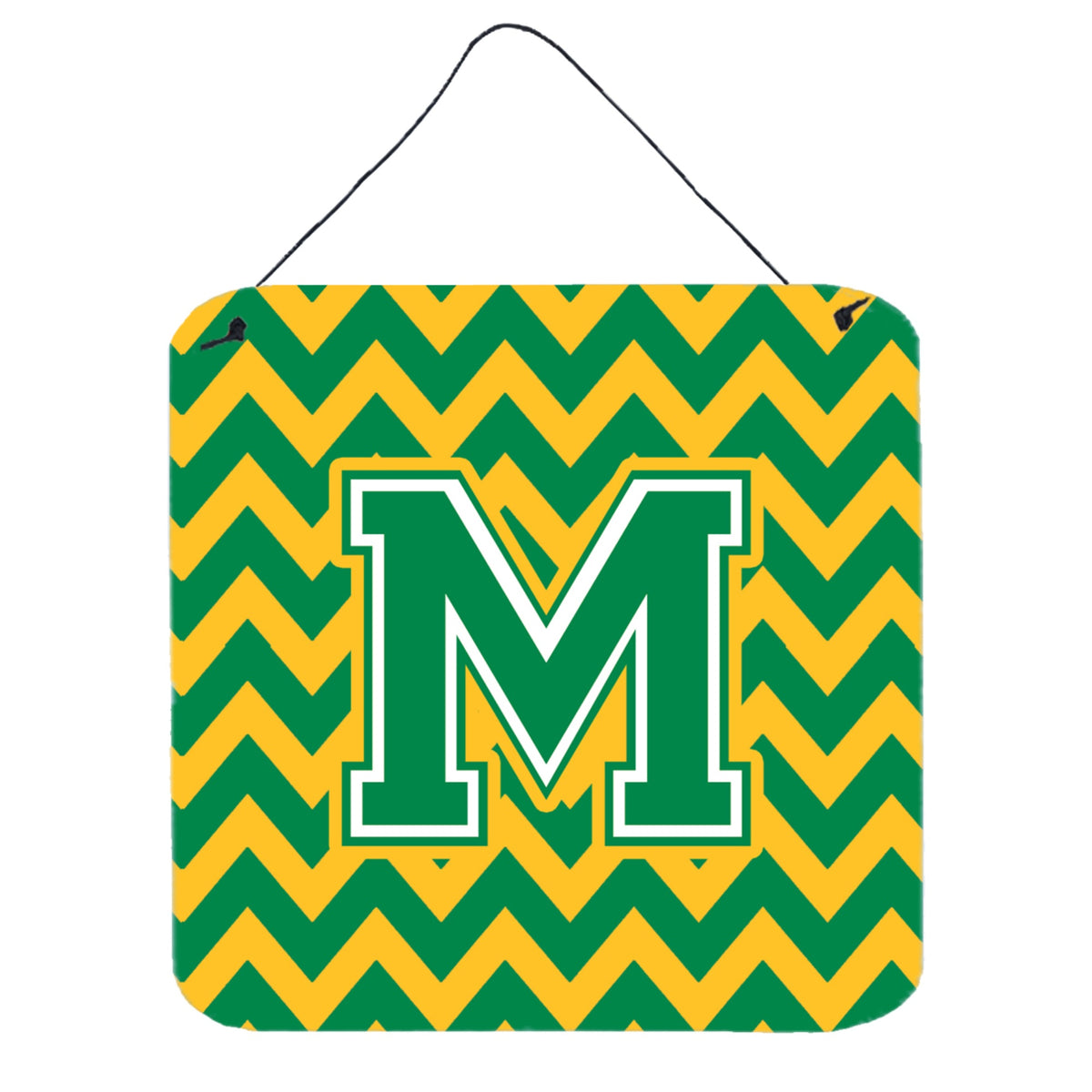 CarolineS Treasures Chevron Green And Gold Letter M Wall Or Door Hanging Prints Cj1059Mds66, 6 Inch  Inch  H X 6 Inch  Inch  W