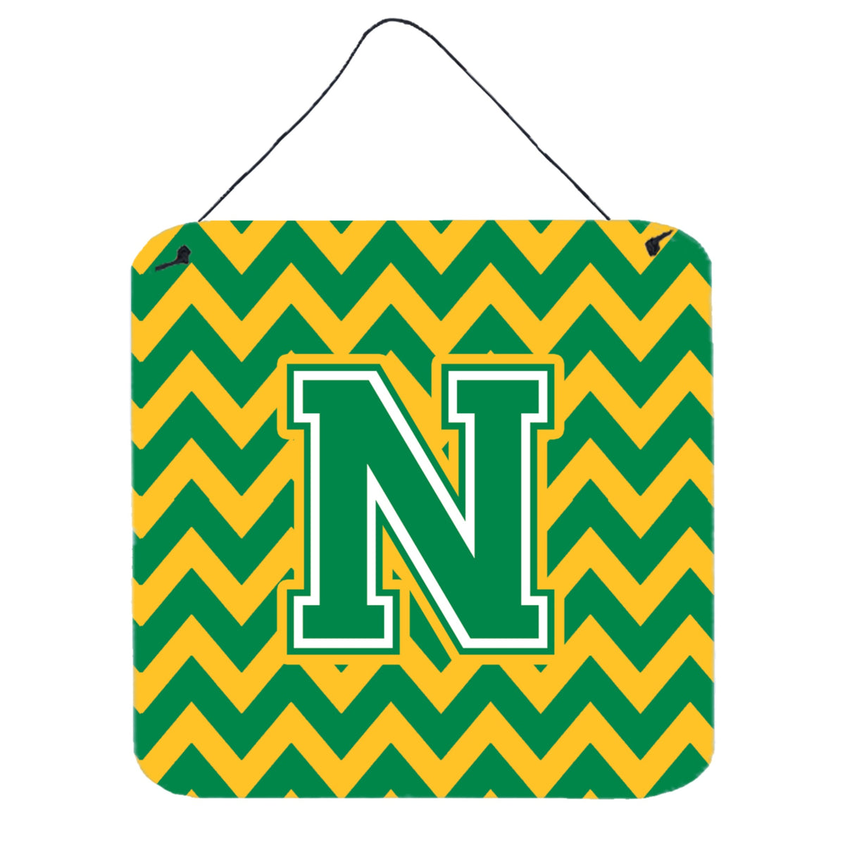 CarolineS Treasures Chevron Green And Gold Letter N Wall Or Door Hanging Prints Cj1059Nds66, 6 Inch  Inch  H X 6 Inch  Inch  W