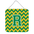 CarolineS Treasures Chevron Green And Gold Letter R Wall Or Door Hanging Prints Cj1059Rds66, 6 Inch  Inch  H X 6 Inch  Inch  W