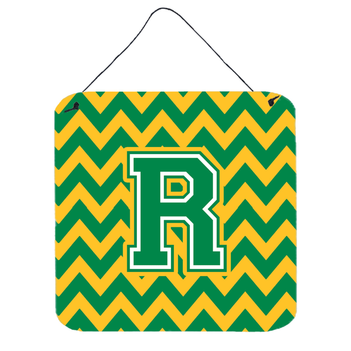 CarolineS Treasures Chevron Green And Gold Letter R Wall Or Door Hanging Prints Cj1059Rds66, 6 Inch  Inch  H X 6 Inch  Inch  W