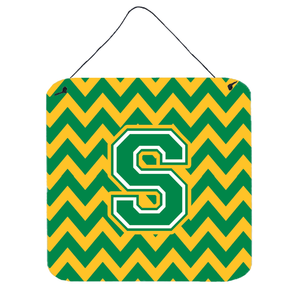 CarolineS Treasures Chevron Green And Gold Letter S Wall Or Door Hanging Prints Cj1059Sds66, 6 Inch  Inch  H X 6 Inch  Inch  W