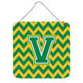 CarolineS Treasures Chevron Green And Gold Letter V Wall Or Door Hanging Prints Cj1059Vds66, 6 Inch  Inch  H X 6 Inch  Inch  W