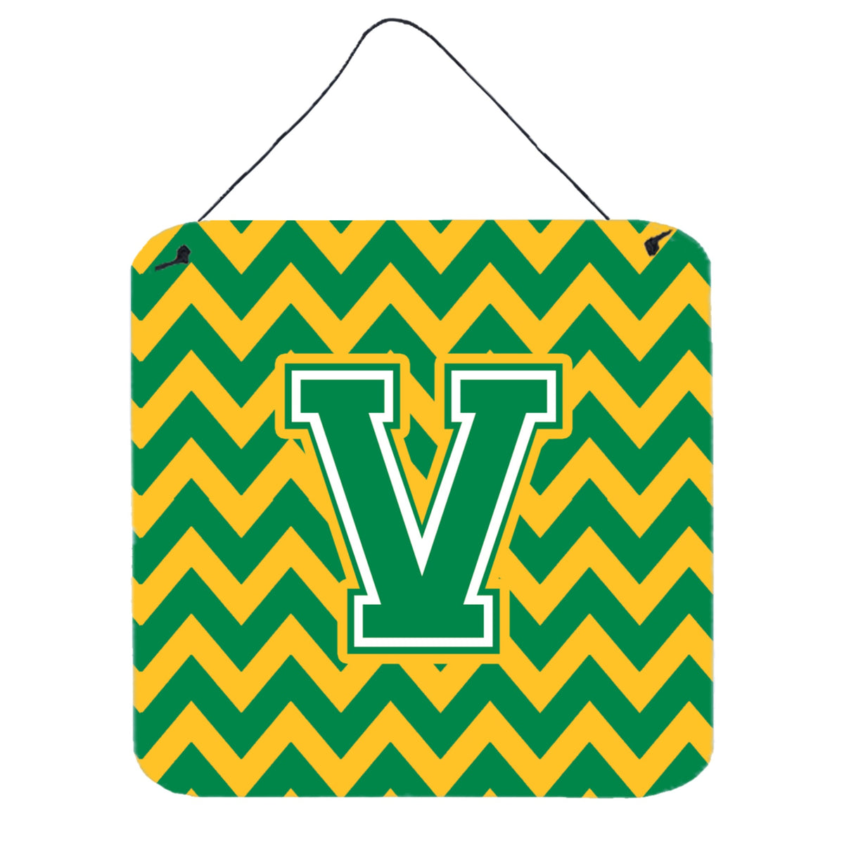 CarolineS Treasures Chevron Green And Gold Letter V Wall Or Door Hanging Prints Cj1059Vds66, 6 Inch  Inch  H X 6 Inch  Inch  W