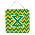 CarolineS Treasures Chevron Green And Gold Letter X Wall Or Door Hanging Prints Cj1059Xds66, 6 Inch  Inch  H X 6 Inch  Inch  W