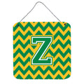 CarolineS Treasures Chevron Green And Gold Letter Z Wall Or Door Hanging Prints Cj1059Zds66, 6 Inch  Inch  H X 6 Inch  Inch  W