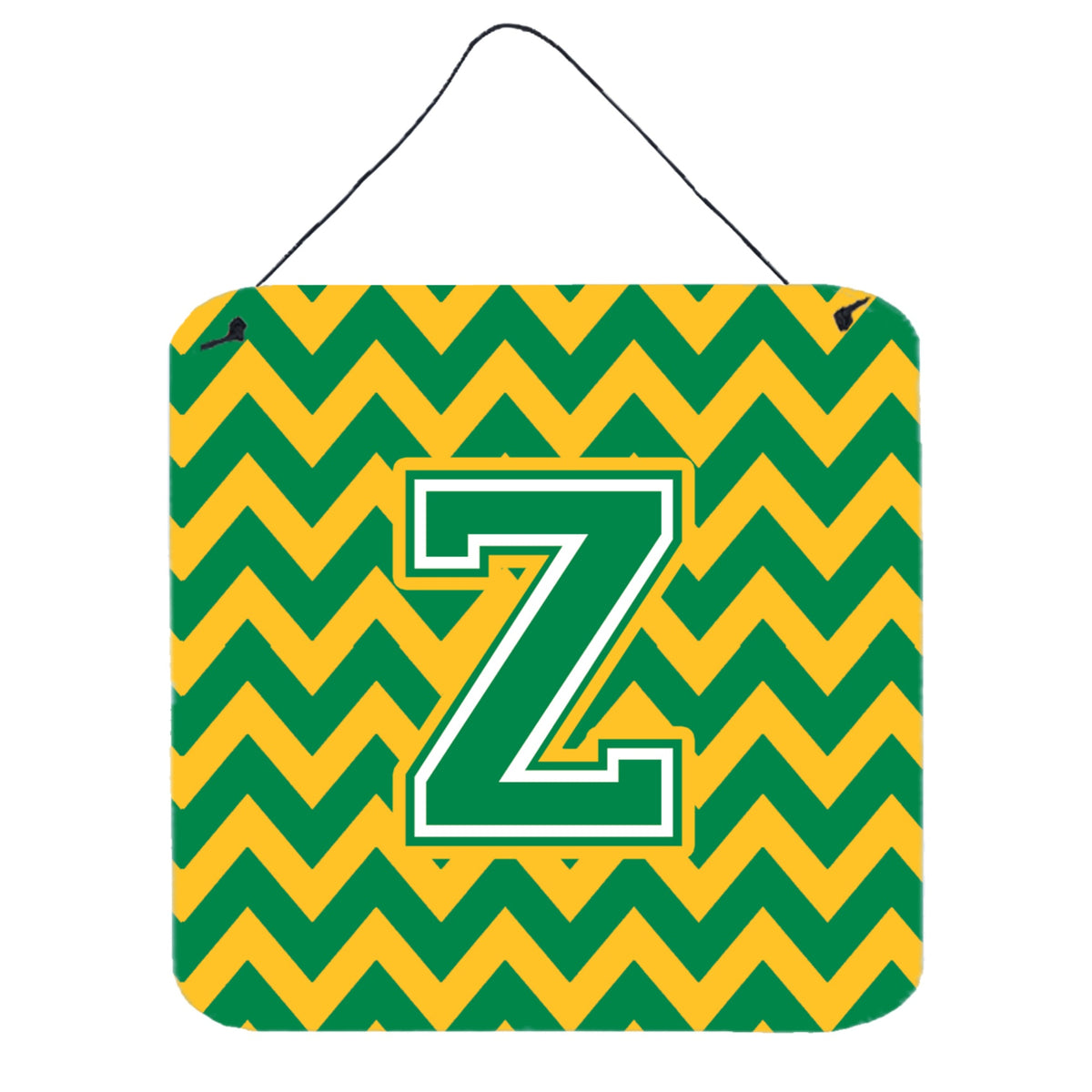 CarolineS Treasures Chevron Green And Gold Letter Z Wall Or Door Hanging Prints Cj1059Zds66, 6 Inch  Inch  H X 6 Inch  Inch  W