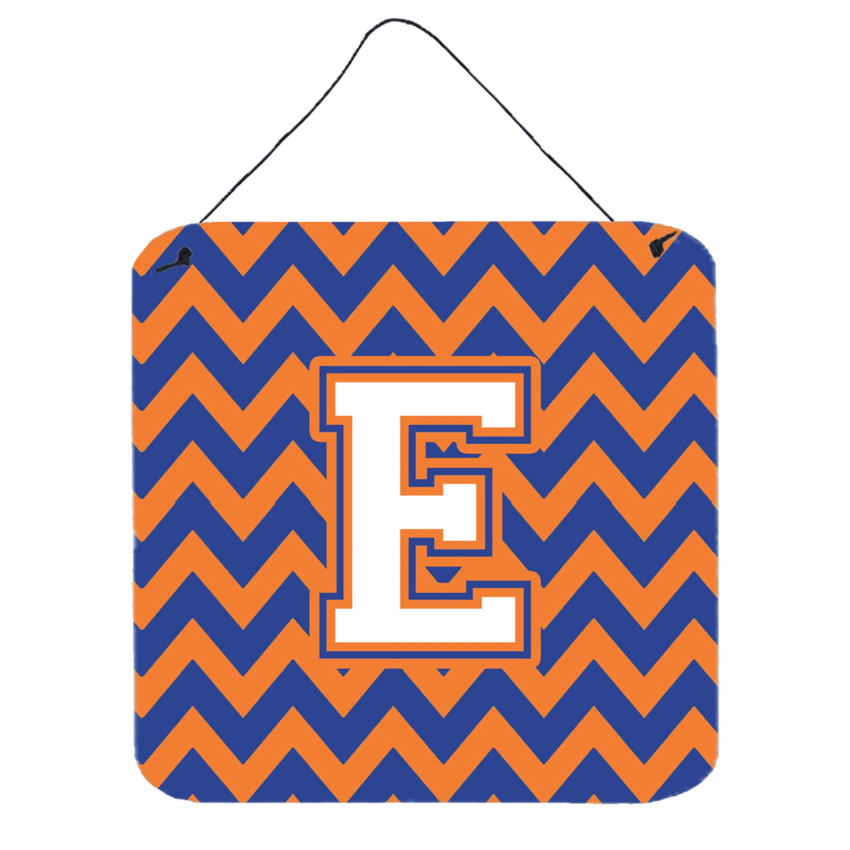 CarolineS Treasures Chevron Blue And Orange #3 Letter E Wall Or Door Hanging Prints Cj1060Eds66, 6 Inch  Inch  H X 6 Inch  Inch  W