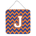 CarolineS Treasures Chevron Blue And Orange #3 Letter J Wall Or Door Hanging Prints Cj1060Jds66, 6 Inch  Inch  H X 6 Inch  Inch  W