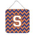 CarolineS Treasures Chevron Blue And Orange #3 Letter S Wall Or Door Hanging Prints Cj1060Sds66, 6 Inch  Inch  H X 6 Inch  Inch  W