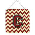 CarolineS Treasures Chevron Maroon And Gold Letter C Wall Or Door Hanging Prints Cj1061Cds66, 6 Inch  Inch  H X 6 Inch  Inch  W