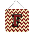 CarolineS Treasures Chevron Maroon And Gold Letter F Wall Or Door Hanging Prints Cj1061Fds66, 6 Inch  Inch  H X 6 Inch  Inch  W