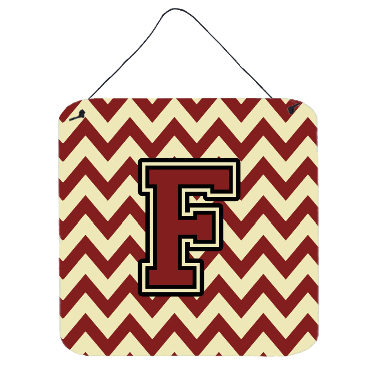 CarolineS Treasures Chevron Maroon And Gold Letter F Wall Or Door Hanging Prints Cj1061Fds66, 6 Inch  Inch  H X 6 Inch  Inch  W