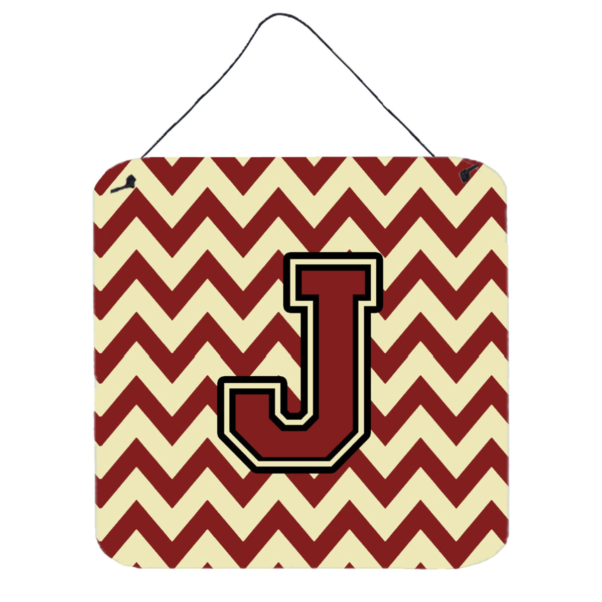 CarolineS Treasures Chevron Maroon And Gold Letter J Wall Or Door Hanging Prints Cj1061Jds66, 6 Inch  Inch  H X 6 Inch  Inch  W