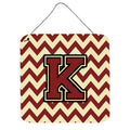 CarolineS Treasures Chevron Maroon And Gold Letter K Wall Or Door Hanging Prints Cj1061Kds66, 6 Inch  Inch  H X 6 Inch  Inch  W