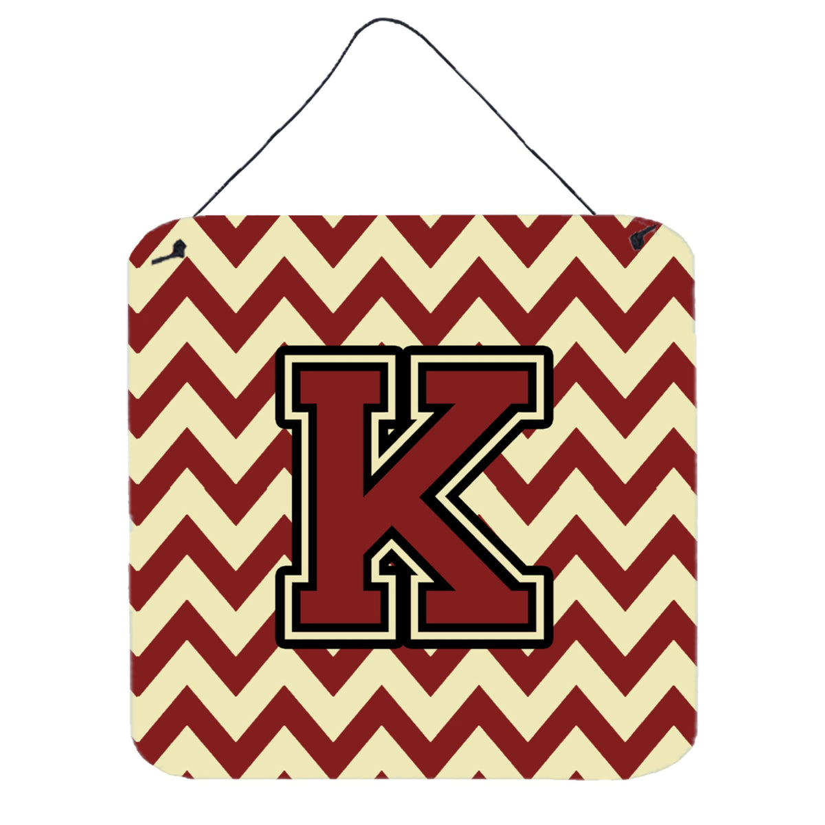 CarolineS Treasures Chevron Maroon And Gold Letter K Wall Or Door Hanging Prints Cj1061Kds66, 6 Inch  Inch  H X 6 Inch  Inch  W