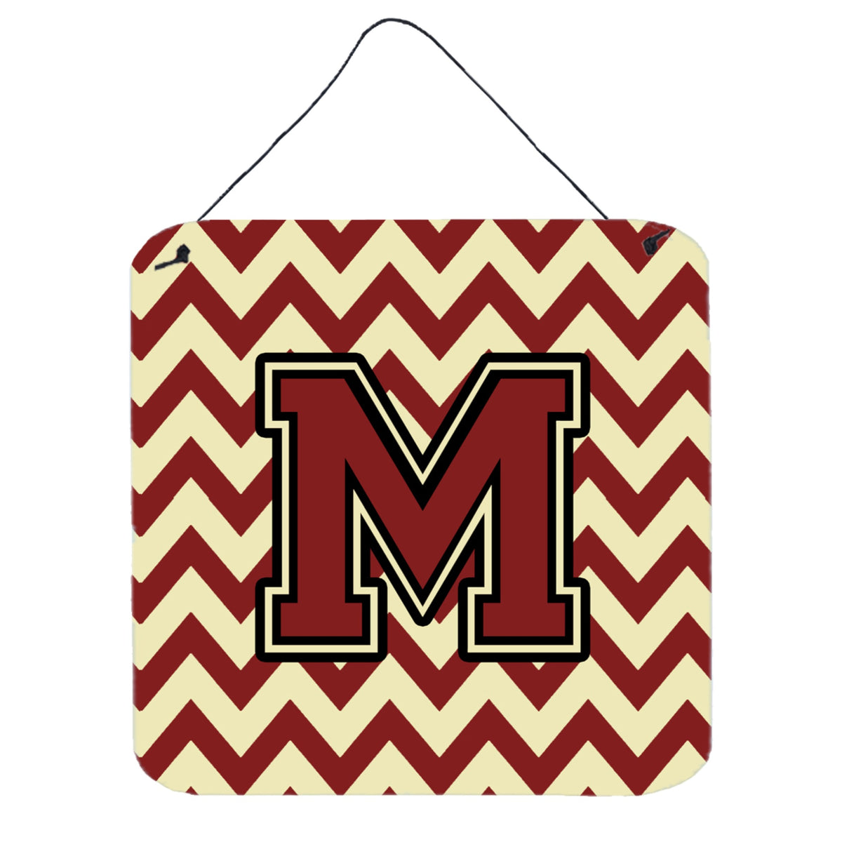 CarolineS Treasures Chevron Maroon And Gold Letter M Wall Or Door Hanging Prints Cj1061Mds66, 6 Inch  Inch  H X 6 Inch  Inch  W
