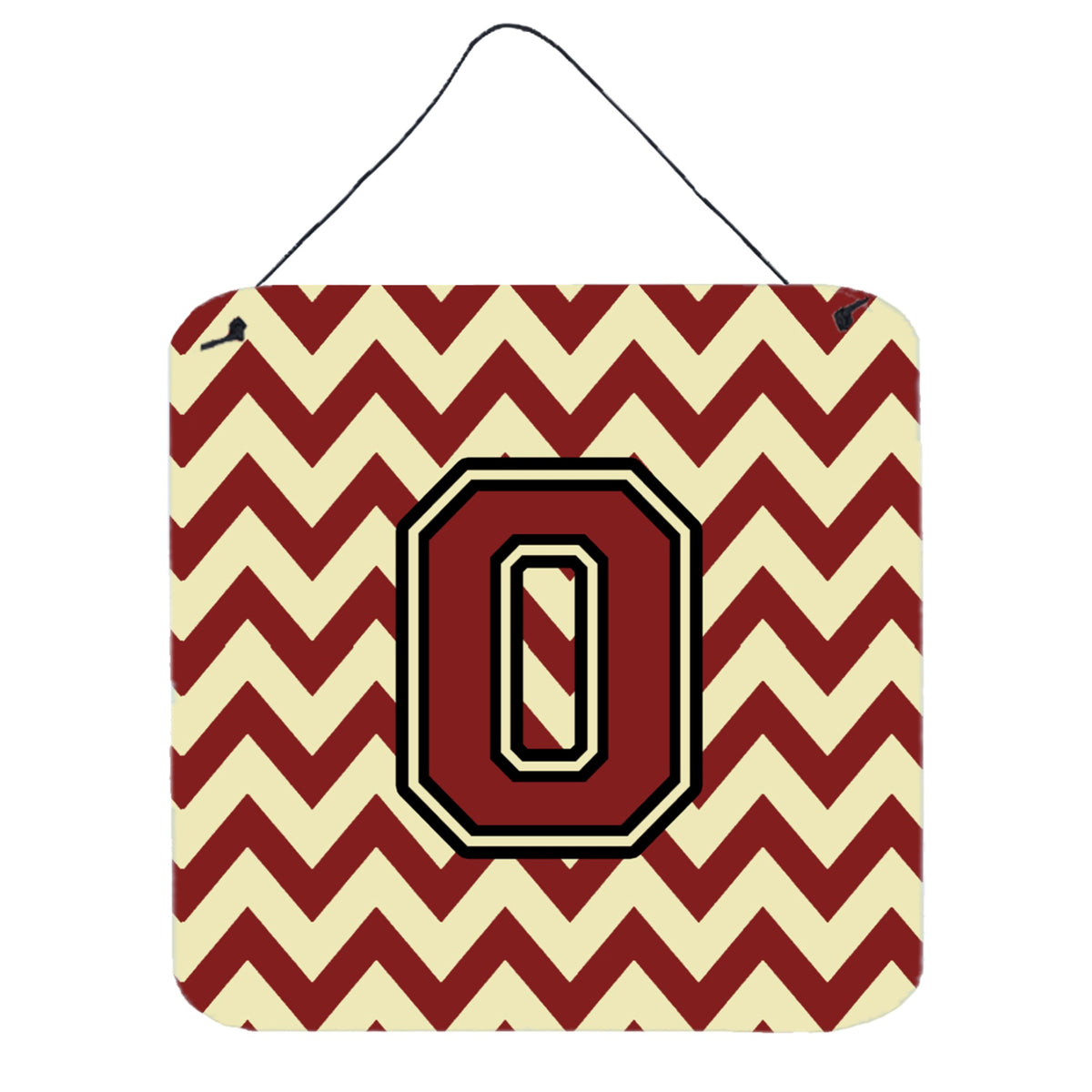 CarolineS Treasures Chevron Maroon And Gold Letter O Wall Or Door Hanging Prints Cj1061Ods66, 6 Inch  Inch  H X 6 Inch  Inch  W