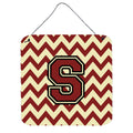 CarolineS Treasures Chevron Maroon And Gold Letter S Wall Or Door Hanging Prints Cj1061Sds66, 6 Inch  Inch  H X 6 Inch  Inch  W
