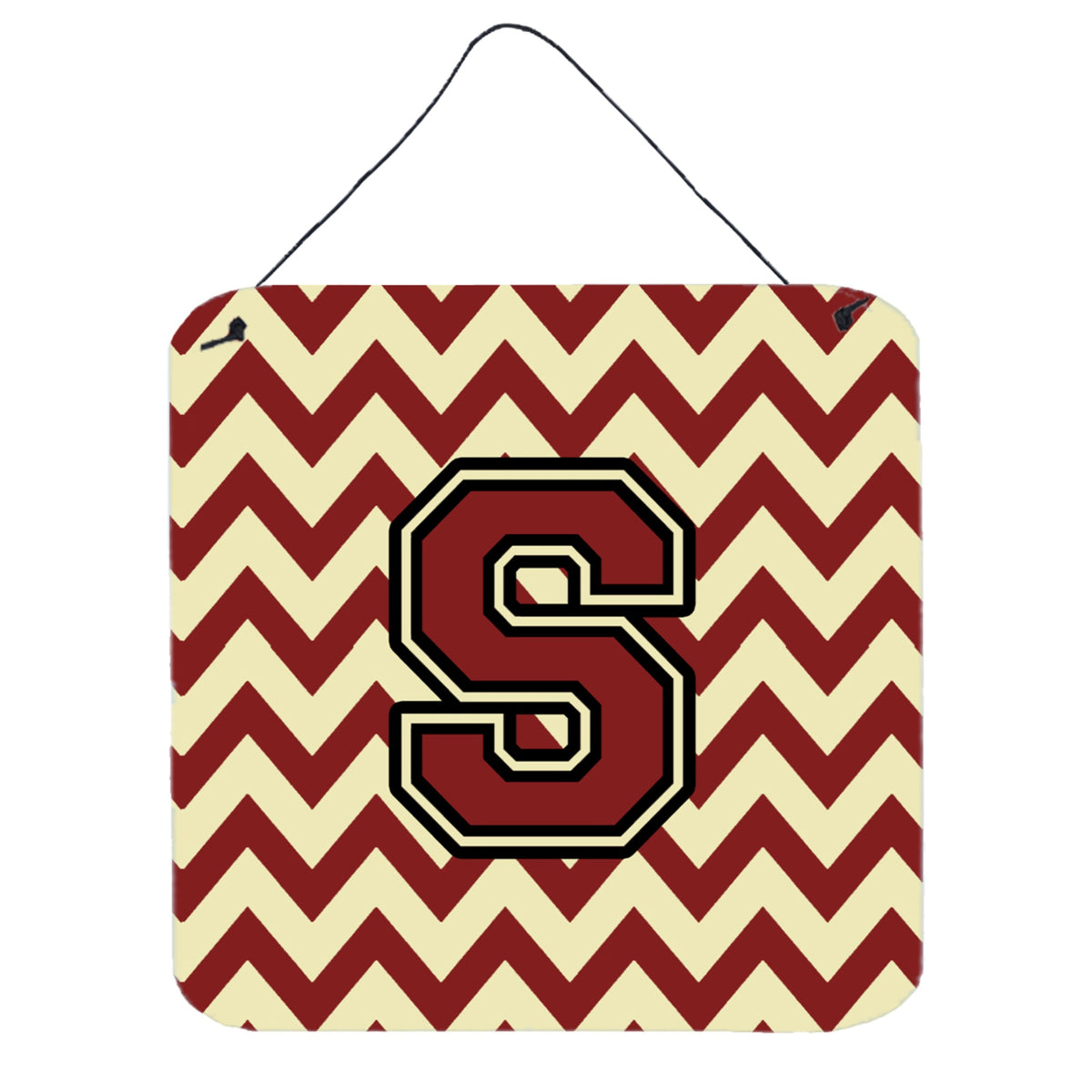 CarolineS Treasures Chevron Maroon And Gold Letter S Wall Or Door Hanging Prints Cj1061Sds66, 6 Inch  Inch  H X 6 Inch  Inch  W