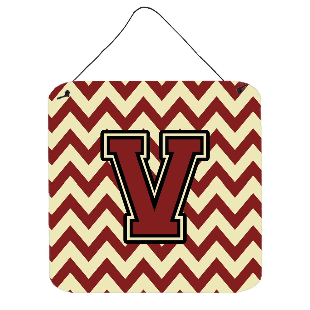 CarolineS Treasures Chevron Maroon And Gold Letter V Wall Or Door Hanging Prints Cj1061Vds66, 6 Inch  Inch  H X 6 Inch  Inch  W