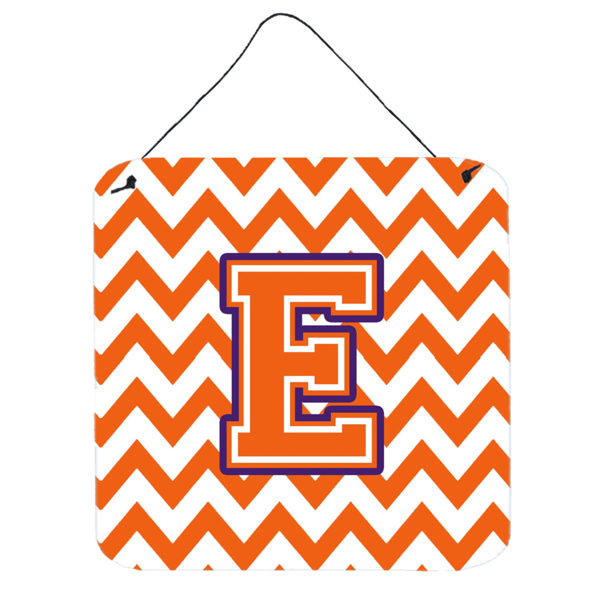 CarolineS Treasures Chevron Orange And Regalia Letter E Wall Or Door Hanging Prints Cj1062Eds66, 6 Inch  Inch  H X 6 Inch  Inch  W