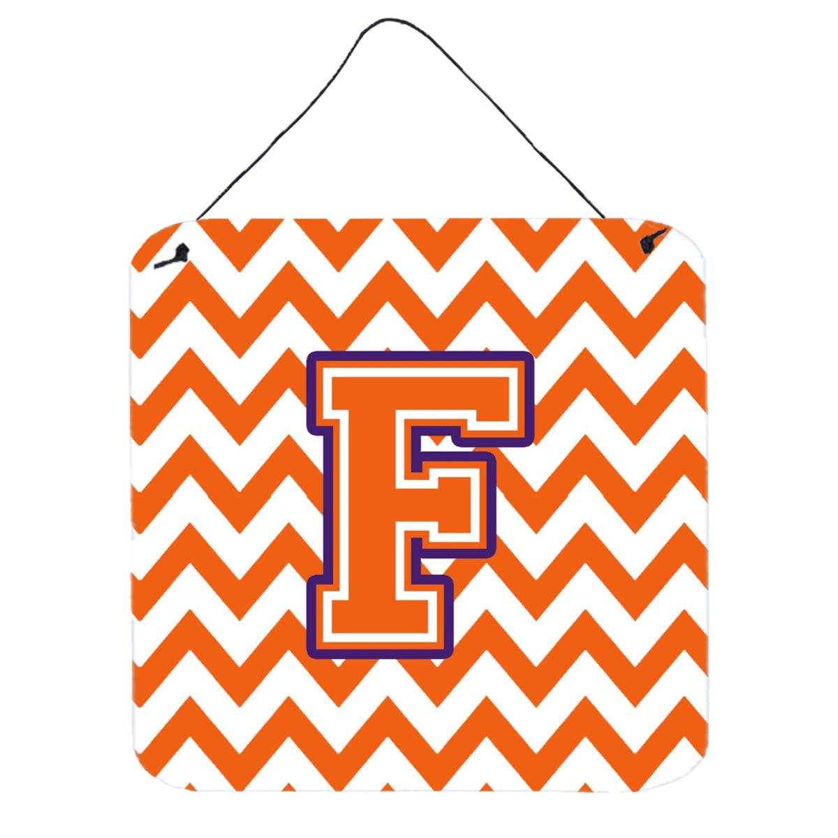 CarolineS Treasures Chevron Orange And Regalia Letter F Wall Or Door Hanging Prints Cj1062Fds66, 6 Inch  Inch  H X 6 Inch  Inch  W