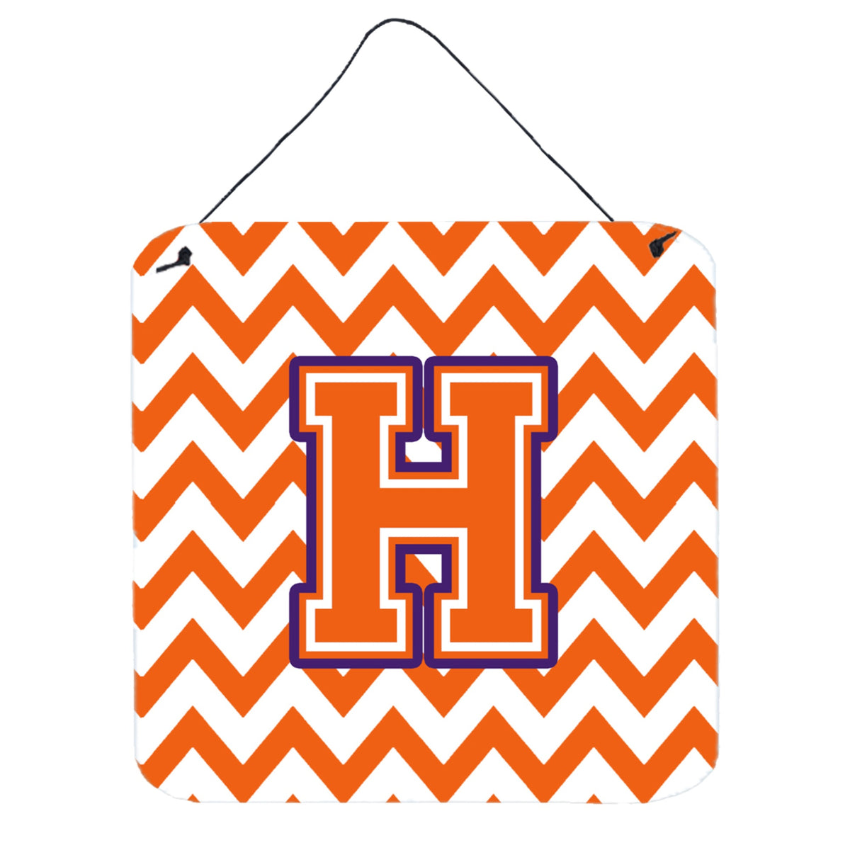 CarolineS Treasures Chevron Orange And Regalia Letter H Wall Or Door Hanging Prints Cj1062Hds66, 6 Inch  Inch  H X 6 Inch  Inch  W
