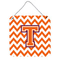 CarolineS Treasures Chevron Orange And Regalia Letter T Wall Or Door Hanging Prints Cj1062Tds66, 6 Inch  Inch  H X 6 Inch  Inch  W